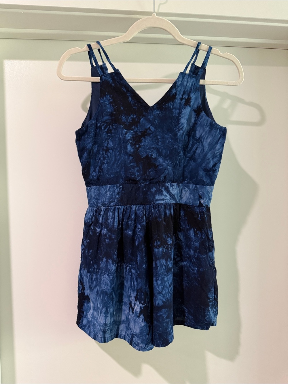 Miss Behave Girls' Navy Tie-Dye V-Neck Romper